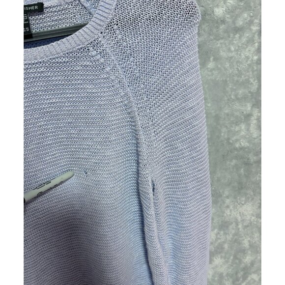 Eileen Fisher Sweater Womens Light Blue XS Organic Linen Blend Open Knit Raglan - Picture 2 of 8